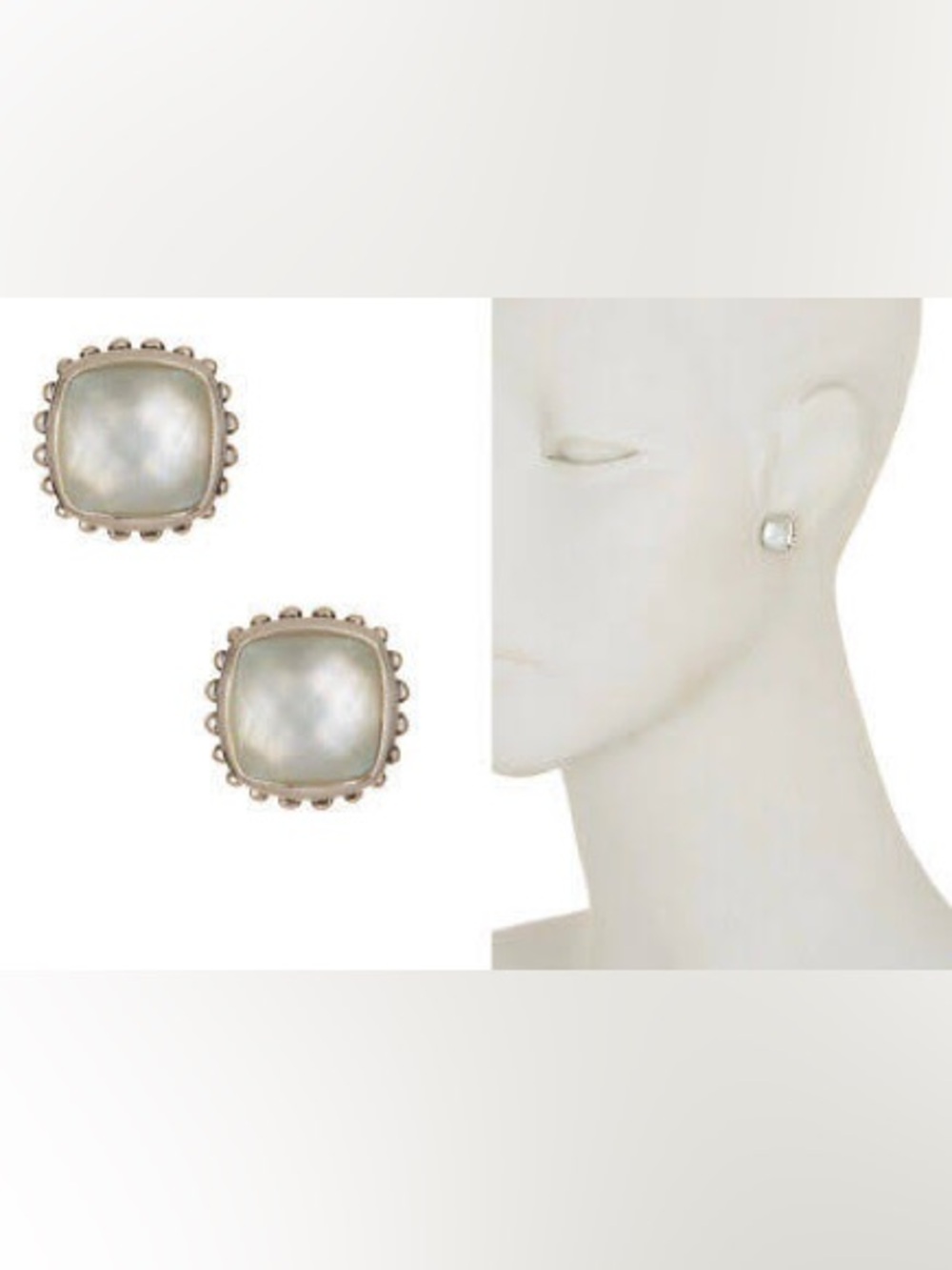 LAGOS Opalescent Faceted Cushion Stud Earrings - Iridescent White